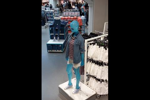 There are 300 faceless mannequins in the store in colours ranging from turquoise to grey to brown